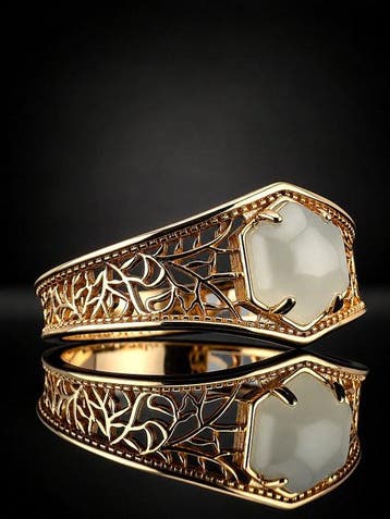 Nefriet ring - goud verguld 925 sterlingzilver - botanisch