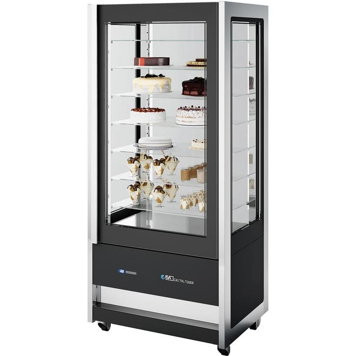 Koelvitrine | CRISTAL TOWER | 718L | RVS/Zwart | +1°C/+10°C, Zakelijke goederen, Horeca | Keukenapparatuur, Nieuw in verpakking