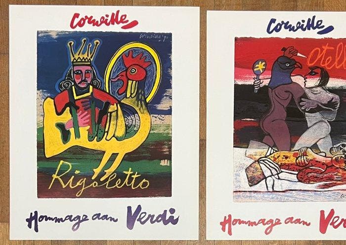 Guillaume Corneille - Lot de 3 affiches : Le Roi samuse +, Antiquités & Art, Art | Dessins & Photographie