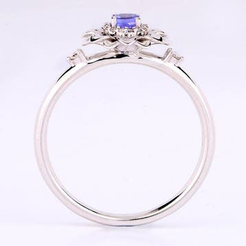 Ring - 14 karaat Witgoud - 0.28ct. tw. Tanzaniet - Diamant -
