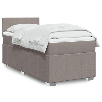 vidaXL Boxspring met matras stof taupe 100x200 cm, Verzenden