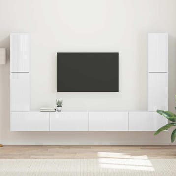 vidaXL Tv-meubelset 8 st Hoogglans wit Bewerkt hout, Huis en Inrichting, Verzenden, Nieuw