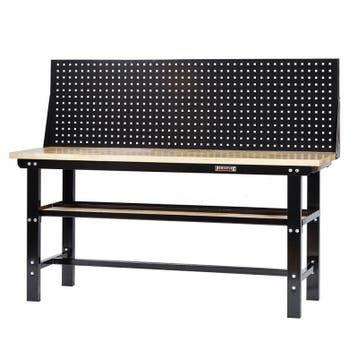 Werkbank zwart 200 cm met hardhouten blad en, Ophalen of Verzenden, Nieuw