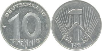10 Pfennig Ddr 1952e Vs:bfr-/rs:vz+, Verzenden, België