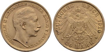 20 Mark 1910 A Pruisen Wilhelm Ii 1888-1918, Verzenden, België