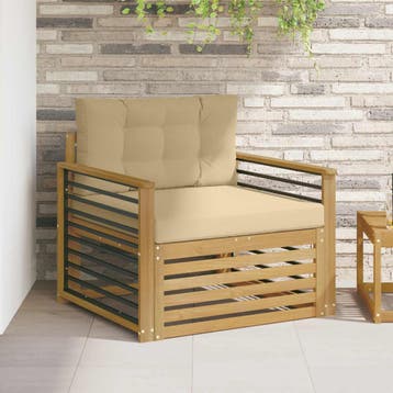 vidaXL Buitensofa Polyester wit en beige, Verzenden, Nieuw