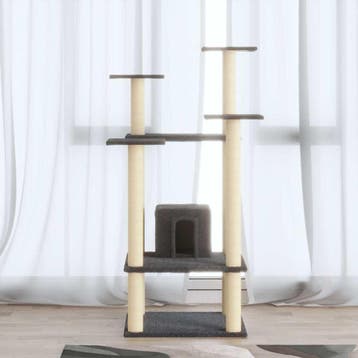 vidaXL Kattenkrabpaal met sisal krabpalen 110 cm donkergrijs, Verzenden