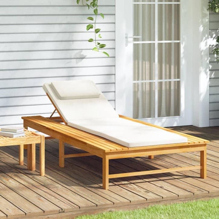 vidaXL Ligbed met crèmekleurig lig- en hoofdkussen massief, Tuin en Terras, Ligbedden, Nieuw, Verzenden