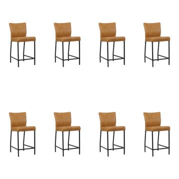 Set van 8 Leren barkrukken Revolt laag - Granada Sahara, Nieuw, Leer, Ophalen of Verzenden, 90 cm of meer