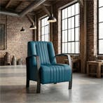Leren fauteuil Glamour - Hermes Turquoise (blauw), Ophalen of Verzenden