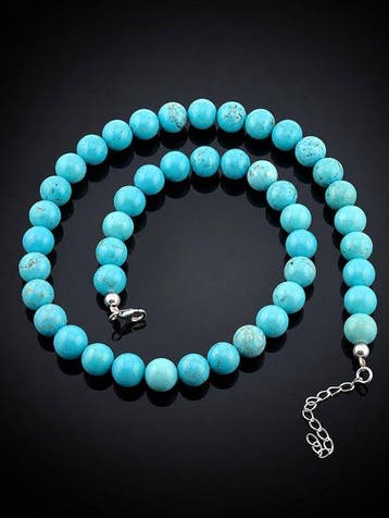 Turkoois edelsteen ketting - 925 sterlingzilver - Luxe, Verzamelen