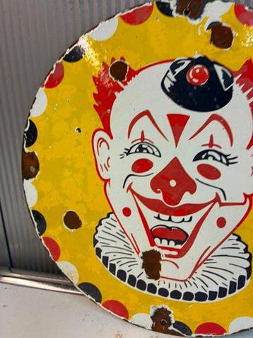 Clown – Circus – Rond emaille reclamebord – Vintage stijl -, Antiek en Kunst