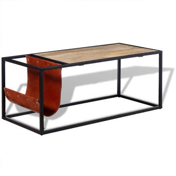 vidaXL Salontafel met echt lederen tijdschriftenhouder, Verzenden