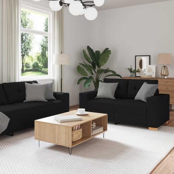 vidaXL bank / zetel 3 st Zwart Linnenmix Stoffen, Verzenden