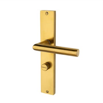 Ferro geveerd op schild wc 63/8 mat messing - deurbeslag..., Doe-het-zelf en Bouw, Ophalen of Verzenden, Nieuw, IJzer, Klink of Kruk