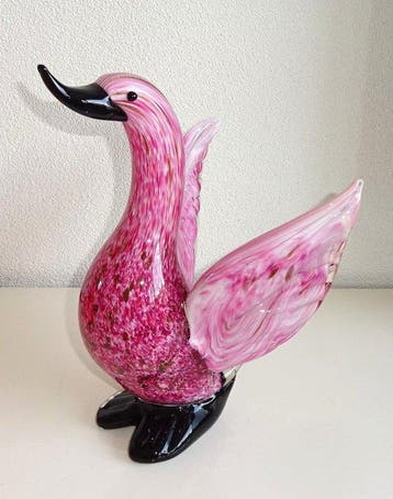 Beeld, Opstijgende eend - 27.5 cm - Glas, Antiek en Kunst