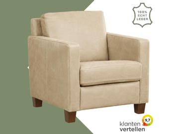 Leren fauteuil Smart - Kenia Taupe (taupe/bruin) - Poten, Nieuw, Ophalen of Verzenden, Bohemian, Eigentijds, Modern, Retro, 50 tot 75 cm