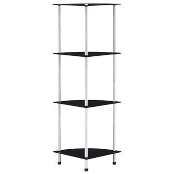 vidaXL Kastje 4-laags 30x30x100 cm gehard glas zwart, Huis en Inrichting, Kasten | Boekenkasten, Verzenden, Nieuw