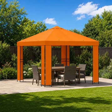 vidaXL Prieel 3 x 3 m Oranje Polyester en Staal 190 gsm, Verzenden, Nieuw