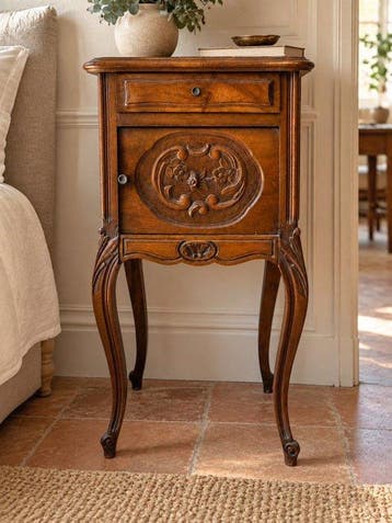 Nachtkastje - rode marmer - Louis XV-stijl