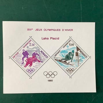 Monaco 1980 - Speciale blok : Olympische Spelen in Lake, Gestempeld