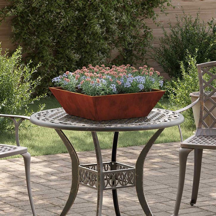 vidaXL Plantenbak Roestig 50 x 50 x 15 cm weervast staal, Jardin & Terrasse, Pots de fleurs, Envoi