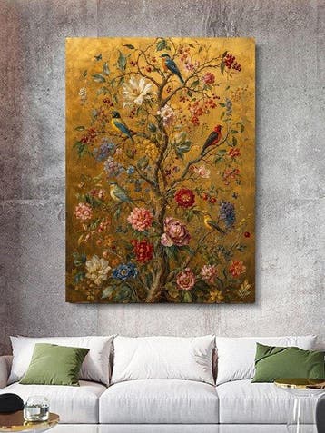 Shayer - Golden Garden – Symphony of Birds - XL - 60x80cm -