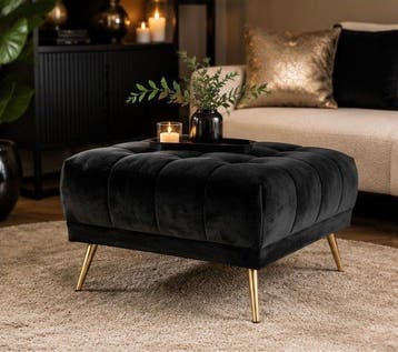 richmond - Voetenbank - Fluweel, Polyester, Metaal -