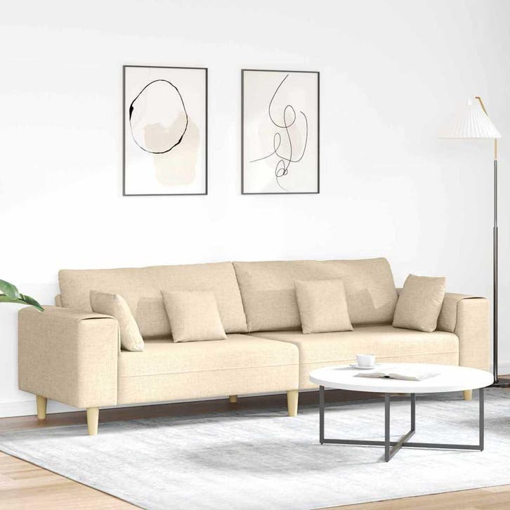 vidaXL bank / zetel met kussen Crème 250 x 77 x 76 cm Stof, Huis en Inrichting, Zetels | Zetels, Nieuw, Verzenden