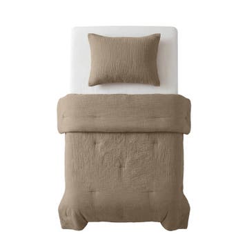 Lazy all-in-one dekbed Mousseline - taupe - 1-persoons | 140, Verzenden, Nieuw