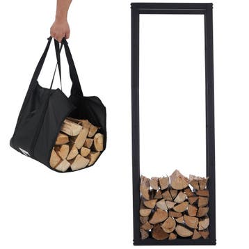 Lendo Online Brandhoutrek 50x25x148cm Zwart Staal, Verzenden