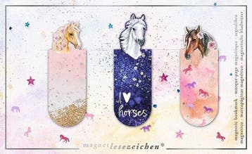 Magnetische boekenlegger Lovely Horses – set van 3 met paa, Verzamelen, Boekenleggers, Verzenden, Nieuw