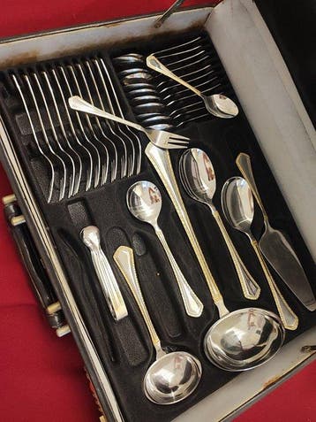 SBS - Bestekset voor 12 personen (31) - Staal, Verguld -
