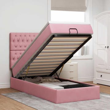 vidaXL Ottoman bed met matrassen 80x200cm fluweel roze, Verzenden