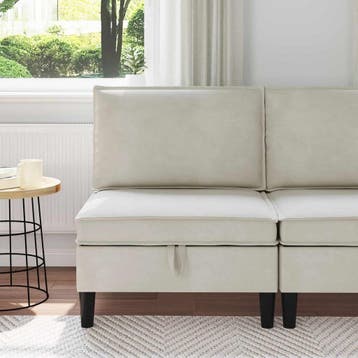 vidaXL Sofa met opslag Crèmekleurig Fluweel, Verzenden