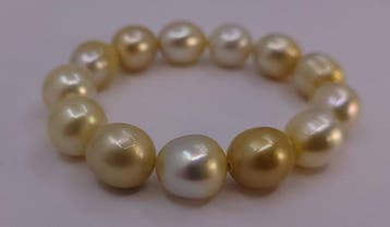 Bracelet Très grande taille - perles des mers du Sud dorées