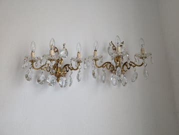 Lampe murale - Cristal - Bronze et or