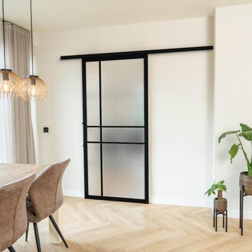 Stalen Schuifdeur met koofsysteem 6 Vlaks Kanaalglas Luxe de, 75 tot 150 cm, Nieuw, 150 tot 225 cm, Metaal