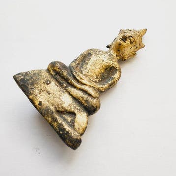 Oud-Indochinese Verguld metaal Zittende Boeddha-beeld