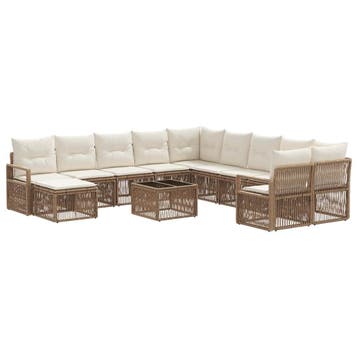 vidaXL Tuinbank Set 12 pcs Beige poly rattan, Verzenden, Nieuw