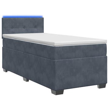 vidaXL Boxspringbed met matras en LED Donkergrijs 90 x 190, Maison & Meubles, Verzenden