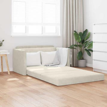 vidaXL Slaapbank / zetel Crème 124 x 71 x 78 cm Fluweel, Huis en Inrichting, Zetels | Zetels, Verzenden, Nieuw