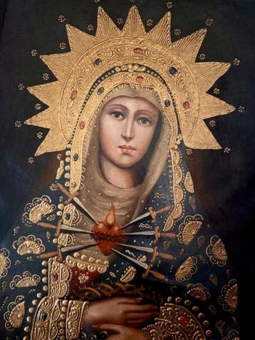 Cuzco school (XX) - Our Lady of Sorrows with The Sacred
