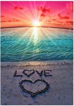 2dekans | Rubye - Diamond Painting Set – Zonsondergang LOVE, Antiek en Kunst, Kunst | Schilderijen | Abstract, Ophalen of Verzenden