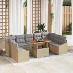 vidaXL Tuin Eettafel Set met kussen 10 pcs Beige en Grijs, Verzenden