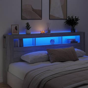 vidaXL Hoofdeinde met LED 220x18,5x103,5 cm bewerkt hout, Verzenden, Nieuw