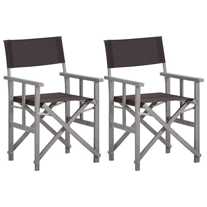 vidaXL Regisseursstoelen 2 st massief acaciahout, Tuin en Terras, Tuinstoelen, Nieuw, Verzenden