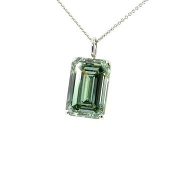 Halsketting - 14 karaat Witgoud - 10.25ct. tw. Groen Diamant