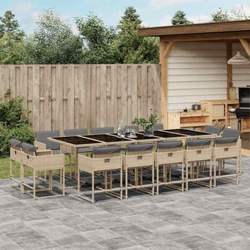 vidaXL 15-delige Tuinset met kussens poly rattan gemengd, Verzenden, Nieuw, Tuinset