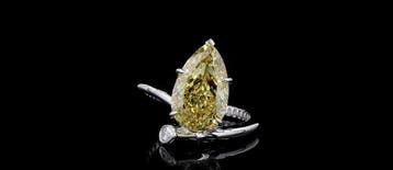 Ring - 14 karaat Witgoud - 5.22ct. tw. Geel Diamant (Fancy, Nieuw